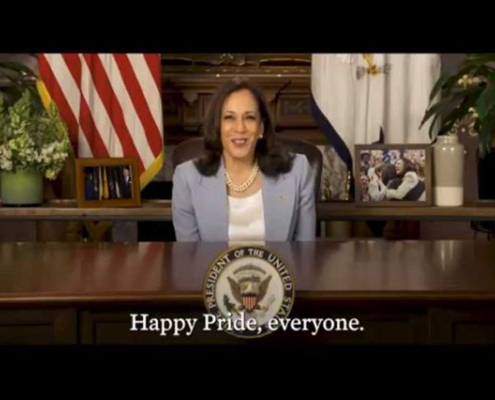 US Vice President Kamala Harris speaking for LGBTQ Americans